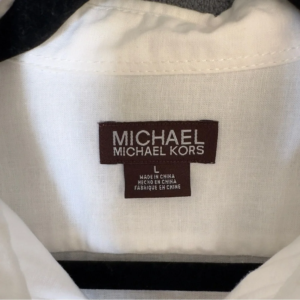 Banana Republic White Linen Cotton Button Up Shirt size XL